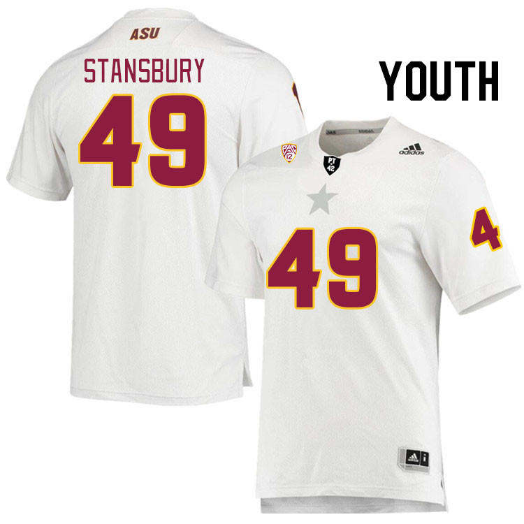 Youth #49 Gharin Stansbury Arizona State Sun Devils College Football Jerseys Stitched Sale-White - Click Image to Close